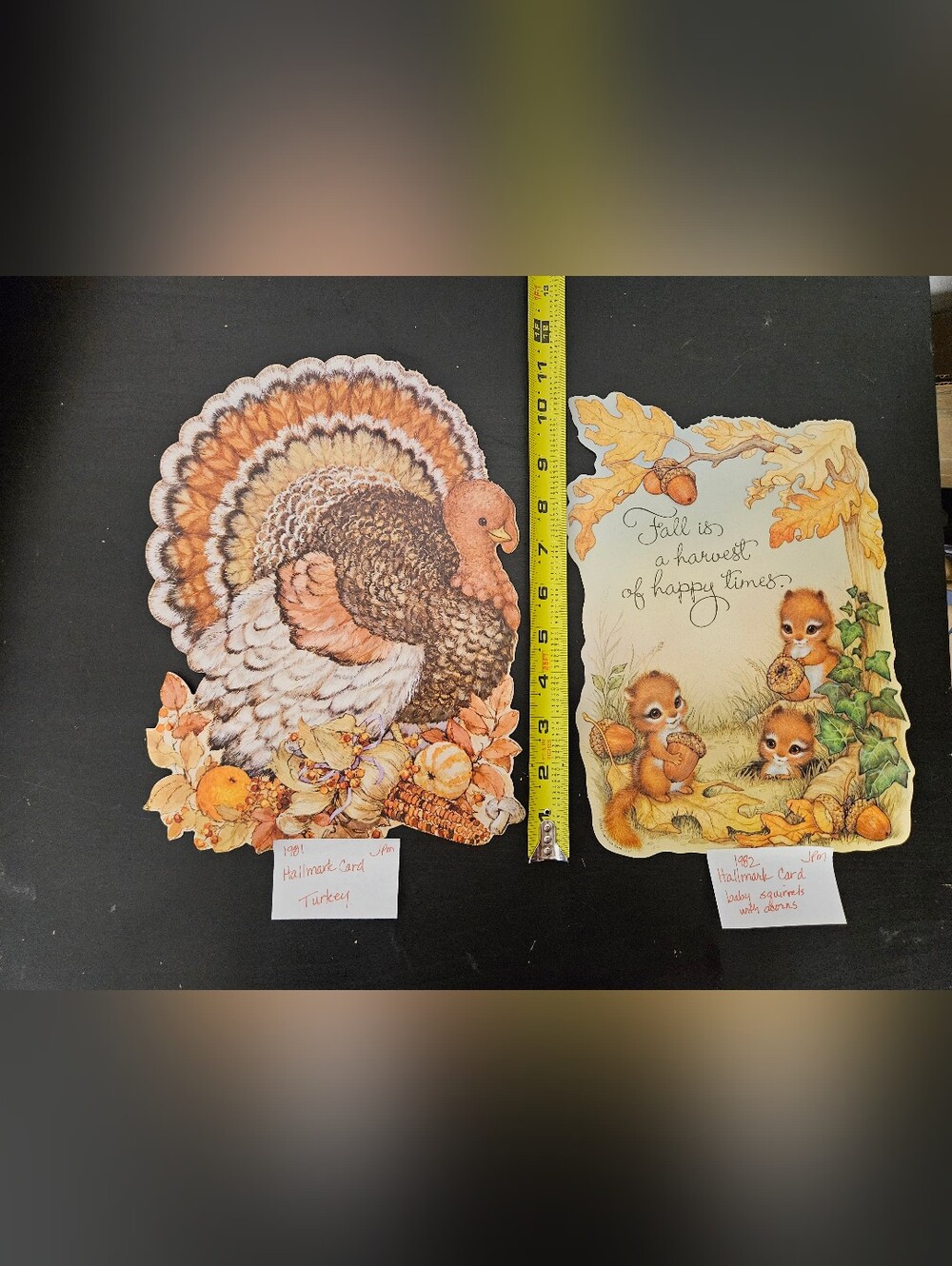 Hallmark Fall Turkey and Harvest Greeting Die Cut Decorations - New Old Stock